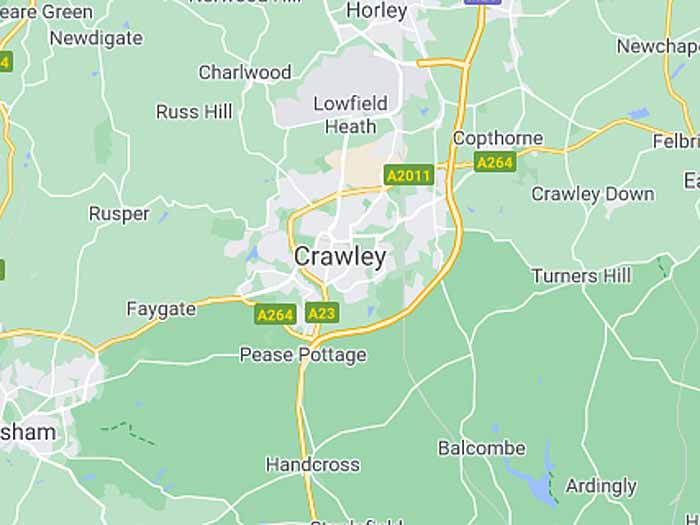 google map of crawley
